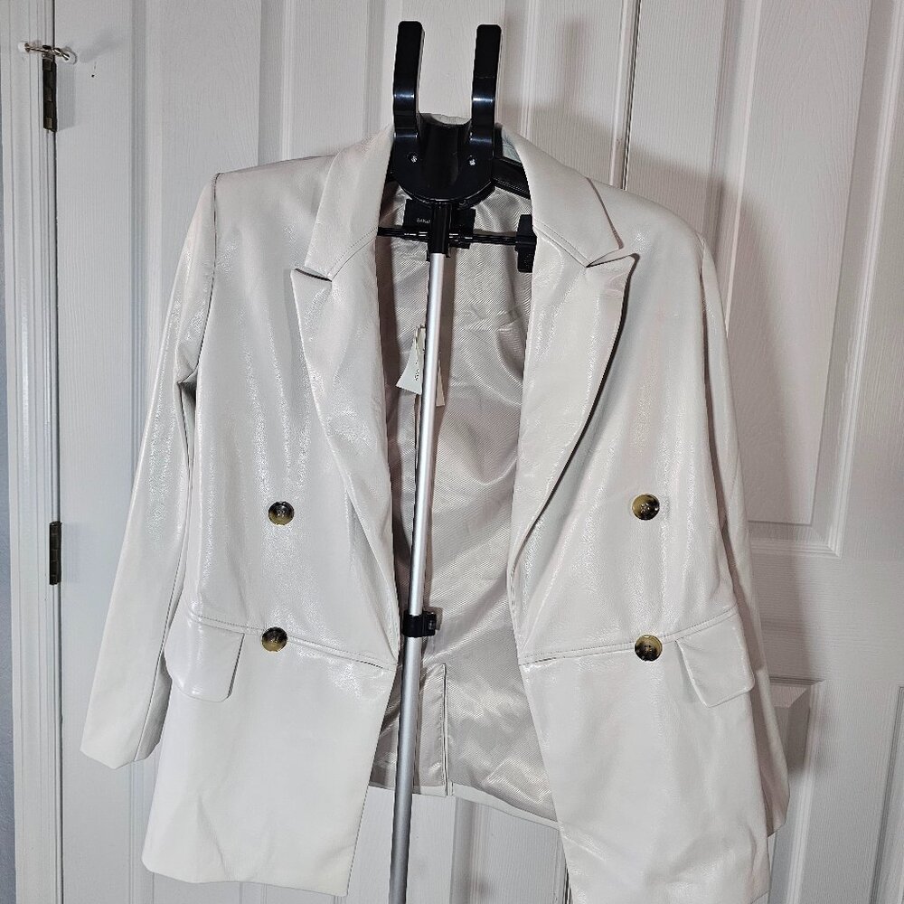 Banana Republic Light Gray Faux Leather Blazer Size XS